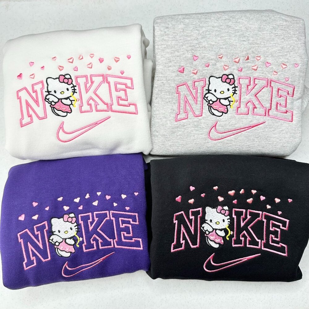 Nike Hello Kitty Hearts Sweatshirt Embroidered Adult Unisex Crewneck Valentine